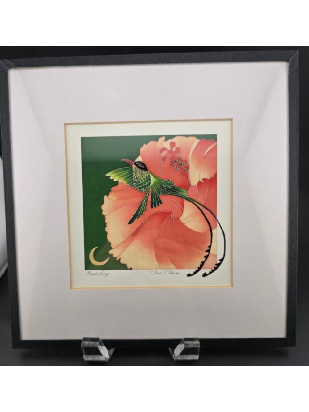Heart Song Hummingbird Art Print By Sybil Shane Studios Framed 9"x9" Matted - Picture 2 of 8